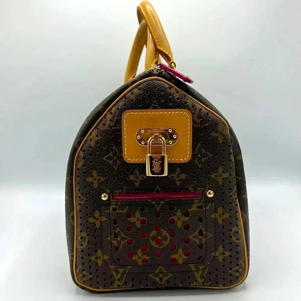 Louis Vuitton Speedy 30 Fuchsia Limited monogram perforated bag purse - Picture 3 of 13